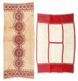2 Antique Sindh and Gujurati Embroidered Shawls, India, Late 19th C.