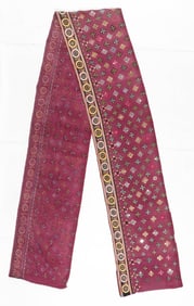 Indian Interlacing Stitch Embroidered Skirt Panel, Gujarart, Early 20th C.