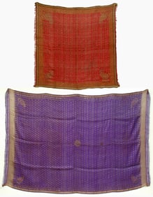 2 Indian Brocade Woman’s Veils (Rumal), Ahmedabad, Gujarat, Late 19th C.