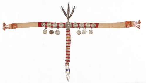 Timor Woven Headdress with Metal and Beaded Adornments, Lesser Sunda Islands, Early 20th C.