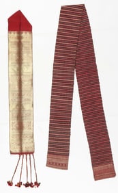 2 Sumatran Minangkabau Waist Sash and Shoulder Cloth, 19th C.