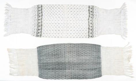 2 Ecuadorian Ikat and Lace Shawls, Azuay Valley, 20th C.