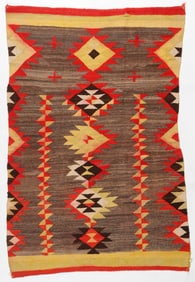 Native American Indian Navajo Transitional Blanket, C.1880's, 4'8'' x 6'10''