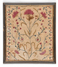 18th C. Floral Embroidery, Possibly American
