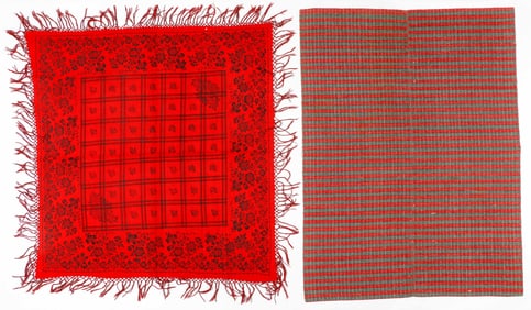 Antique Finnish Sleigh Blanket and Table Cloth, 19th C.