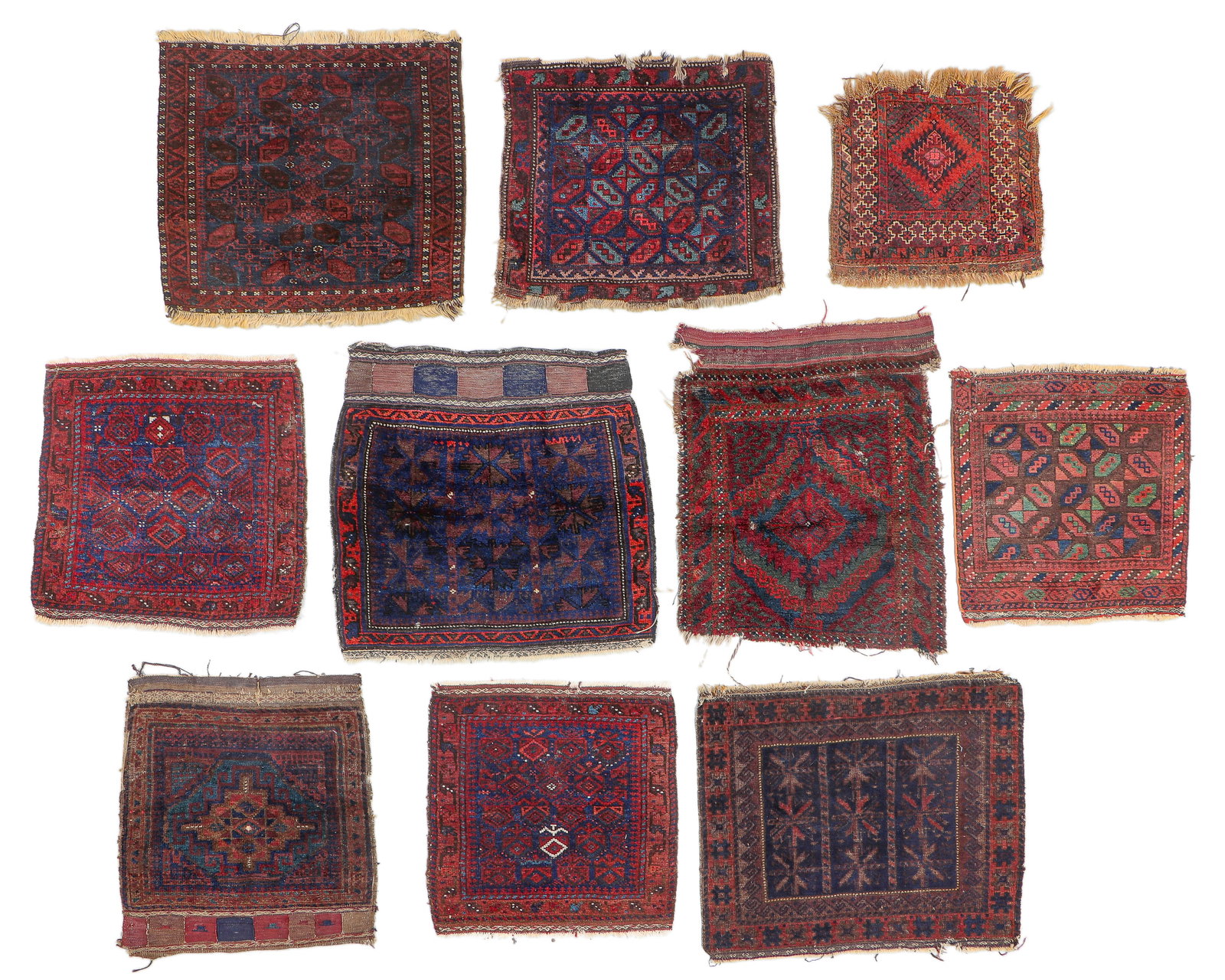 Estate Grouping of 10 Beluch Bagfaces, Persia/Afghanistan, Late 19th C. (1 of 8)