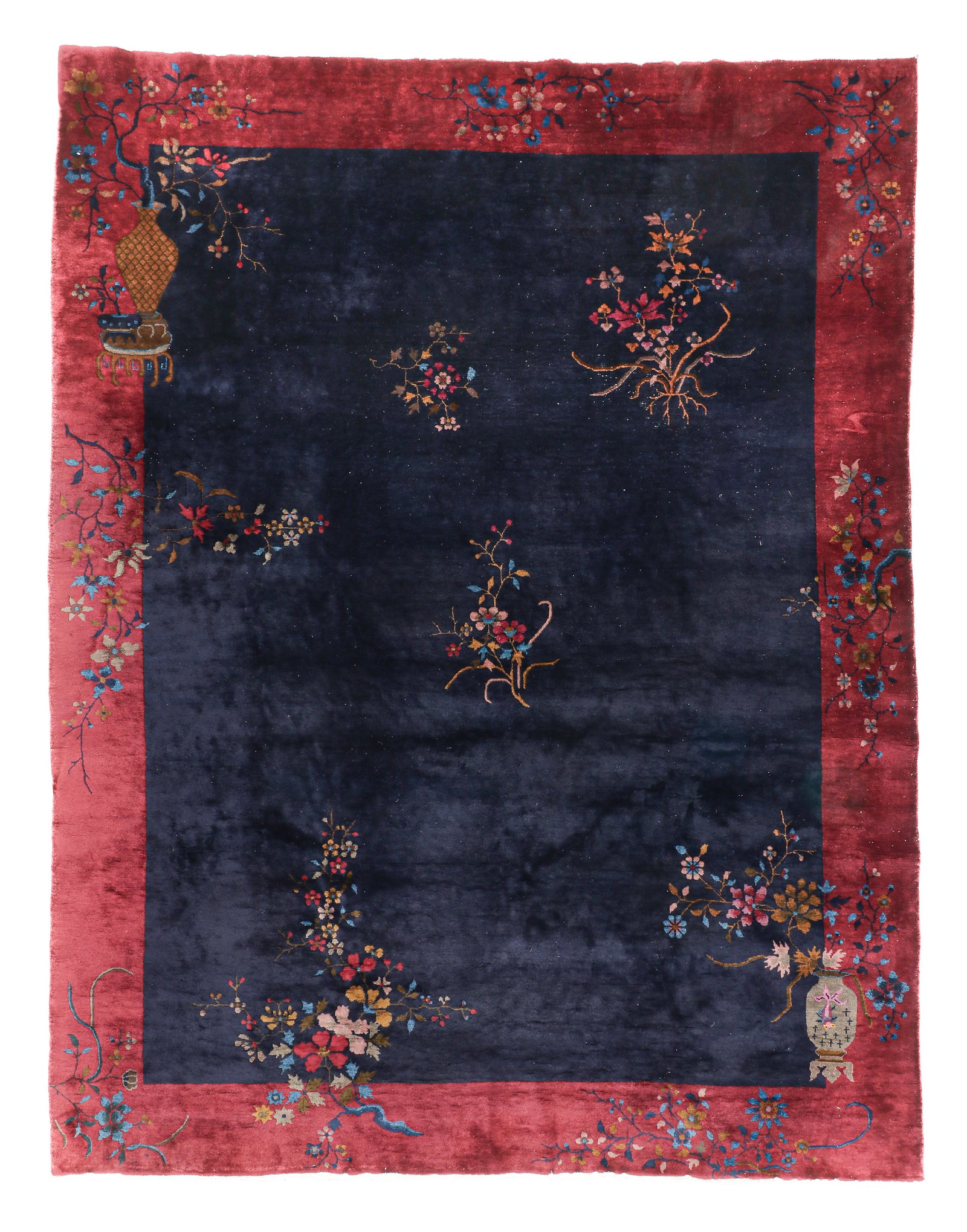 Chinese Art Deco Rug, Early 20th C., 8'10'' x 11'6'': Chinese Art Deco Rug, Early 20th C., 8'10'' x 11'6'' (269 x 351 cm). Weight: 90 lbs. Material: wool pile, cotton warp, cotton weft. Philadelphia estate.