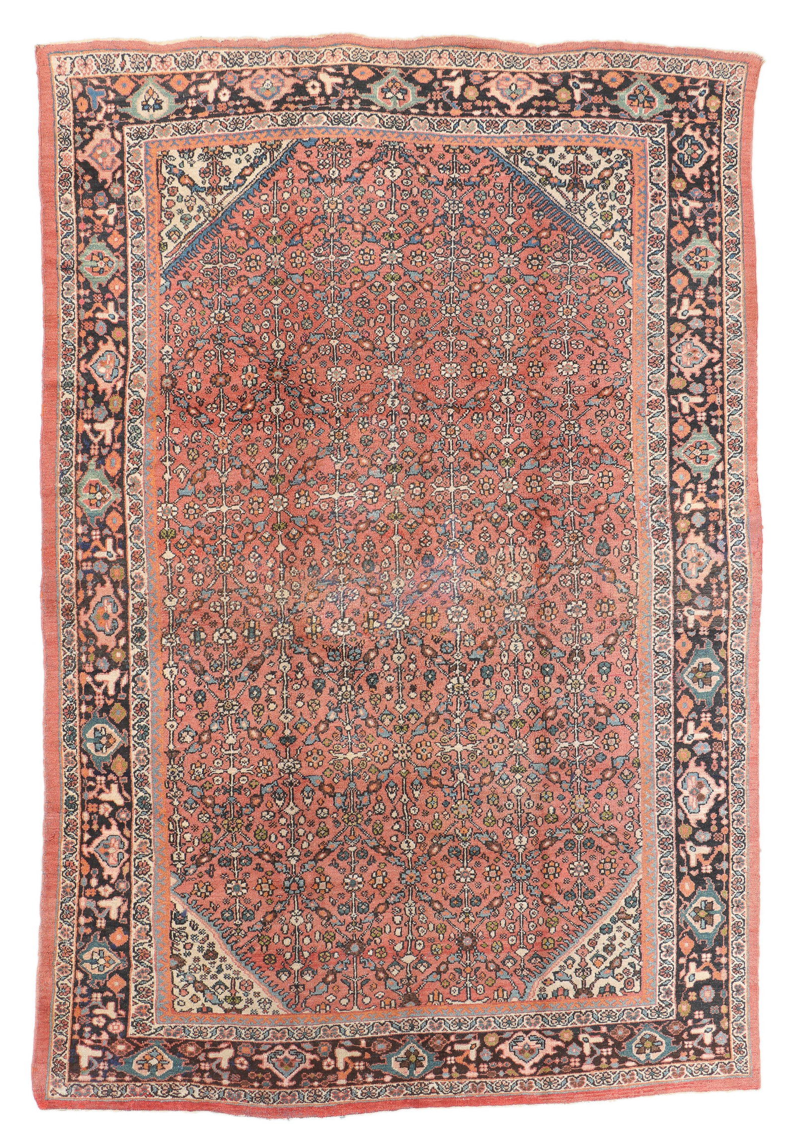 Mahal Rug, Persia, Ca. 1910, 6'11'' x 10'4'': Mahal Rug, Persia, Ca. 1910, 6'11'' x 10'4'' (211 x 315 cm). Weight: 33 lbs. Material: wool pile, cotton warp, cotton weft.