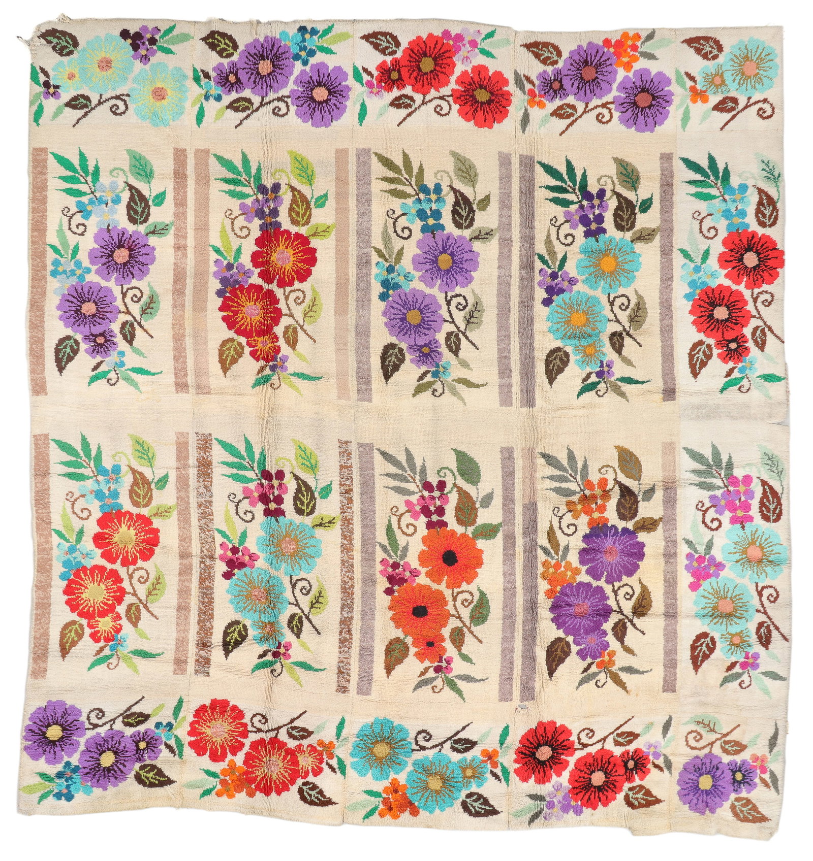 French Floral Country Rug, France, Mid 20th C., 14'0'' x 14'10'' (1 of 5)