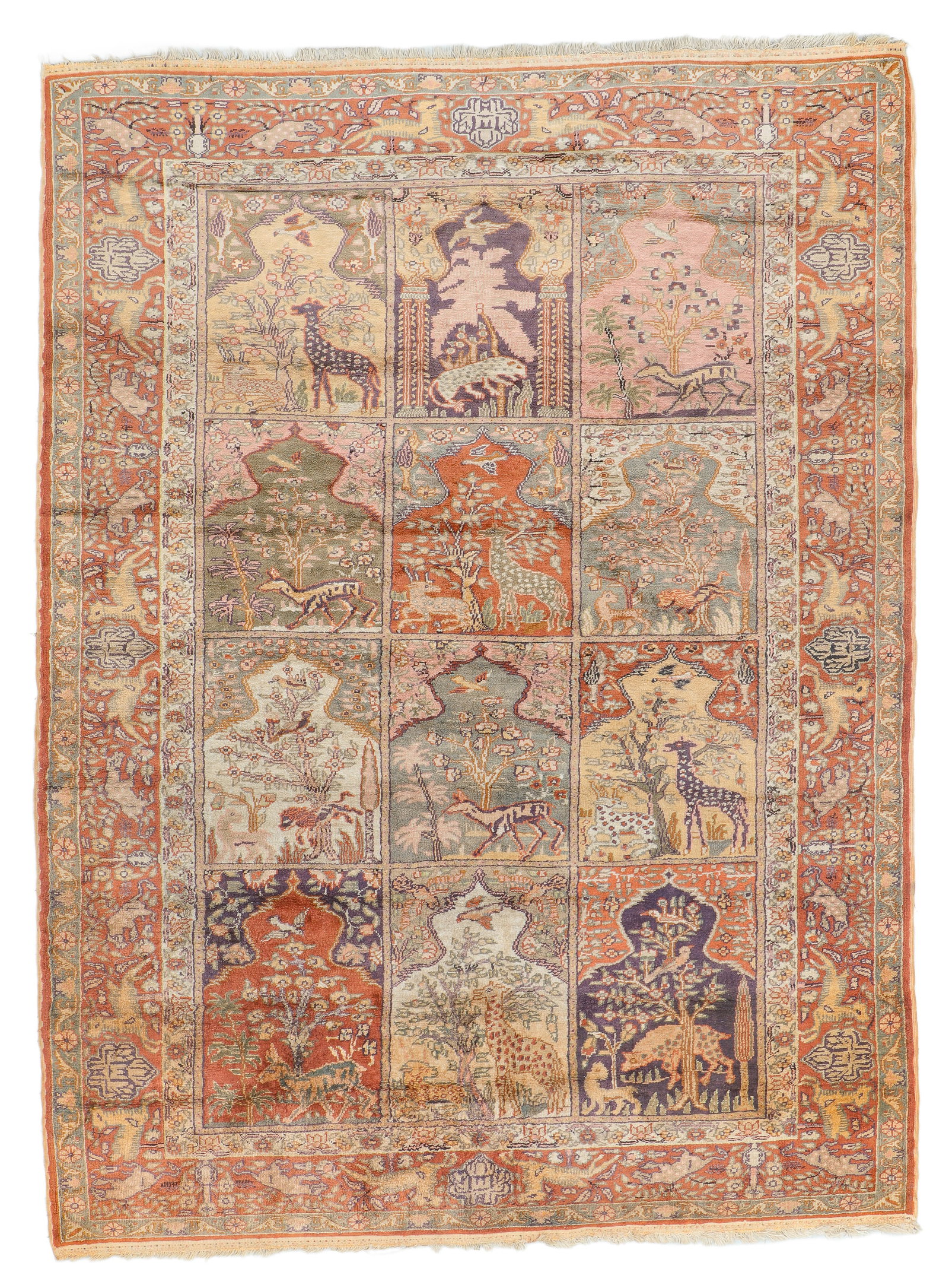 Silk Kayseri Pictorial Rug, Turkey, Mid 20th C., 3'10'' x 5'3'' (1 of 5)