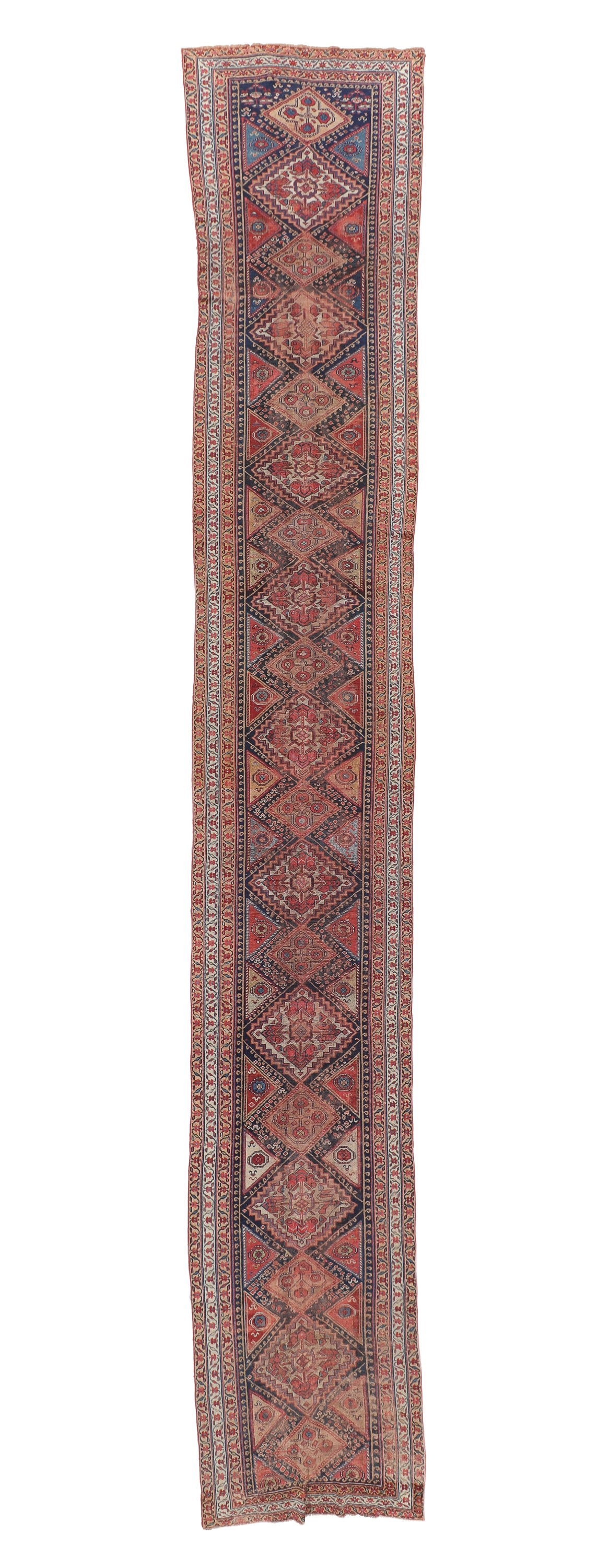 Long NW Persian Kurd Runner, Late 19th C., 3'9'' x 23'5'' (1 of 4)