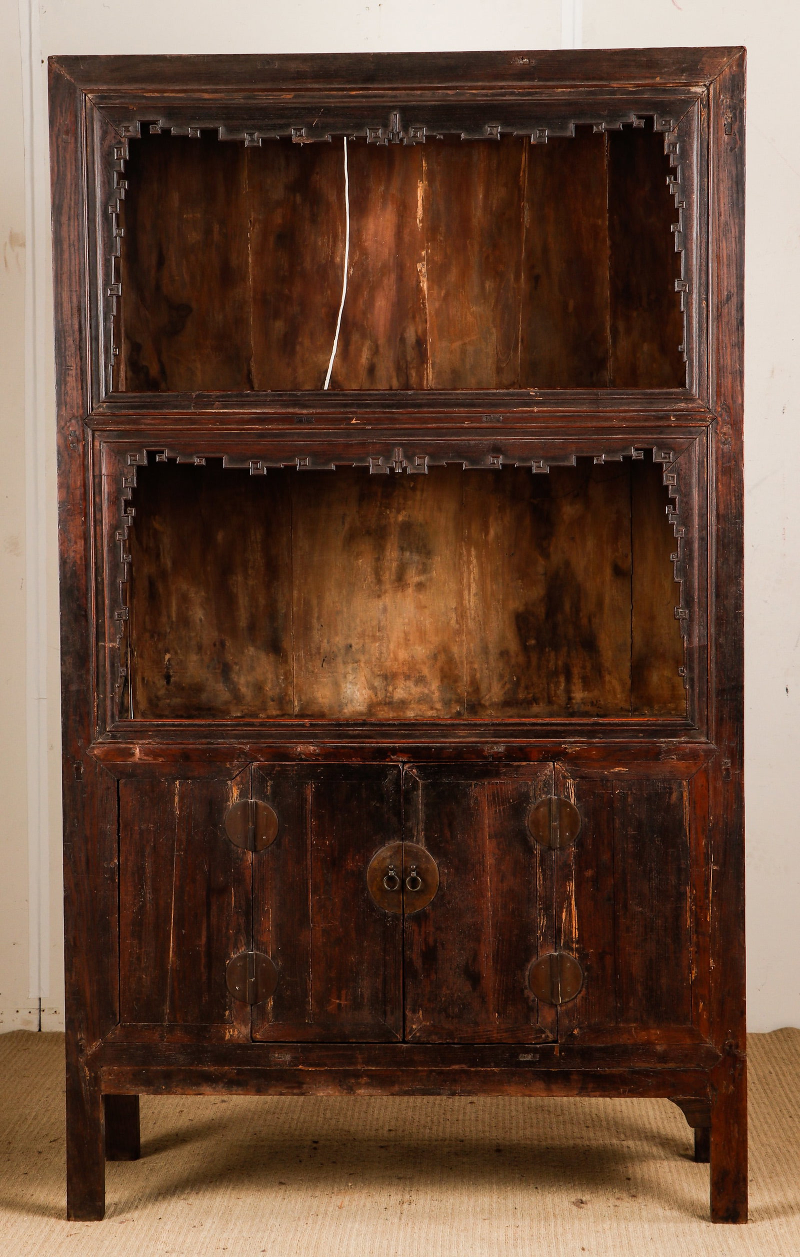 Antique Chinese Tall Cabinet With Open Shelves, 19th C., H: 6'7" (1 of 5)