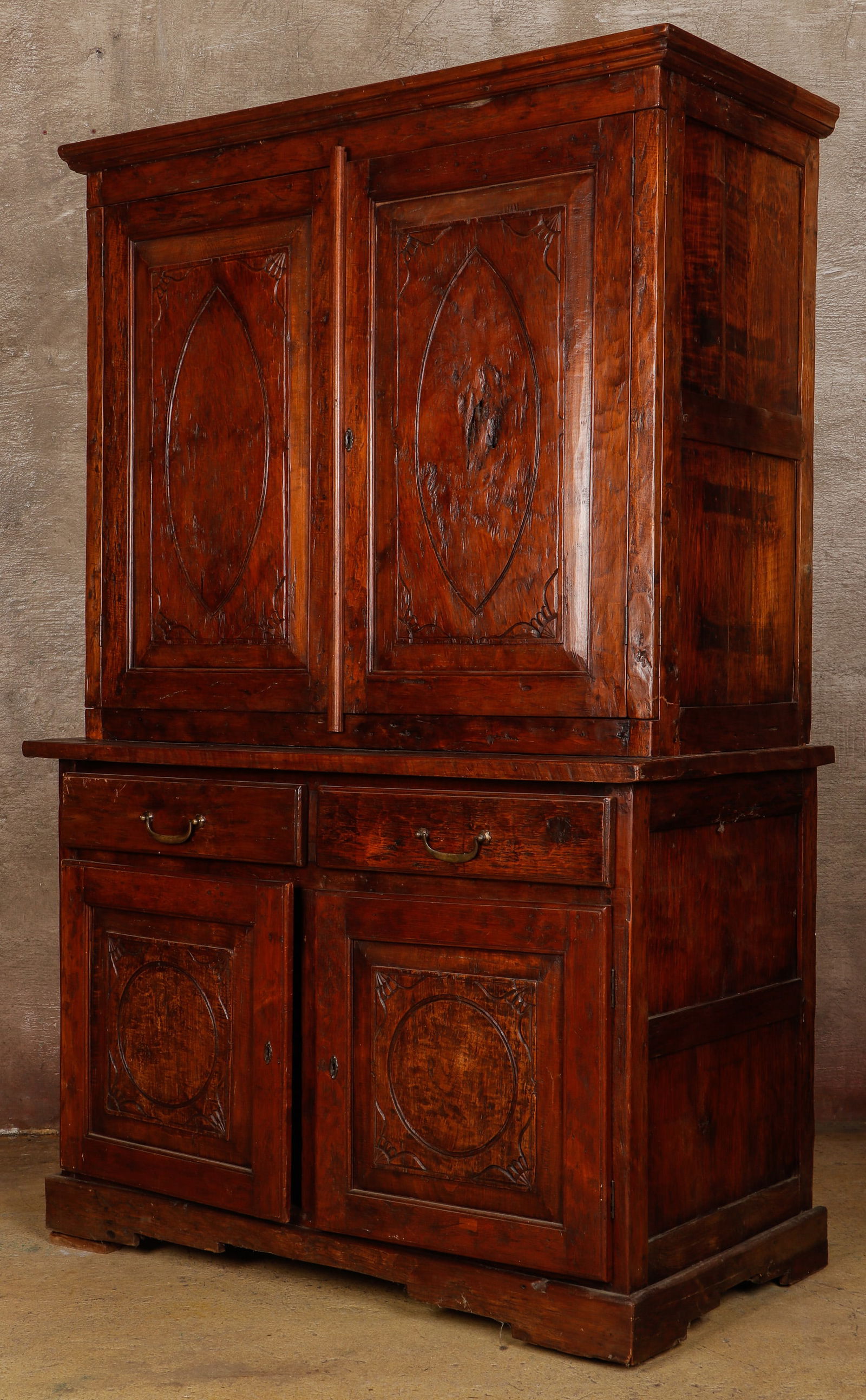 Large Anglo Indian Carved Oak Buffet A Deux Corps,  90'' x 59'' x 30'' (1 of 6)