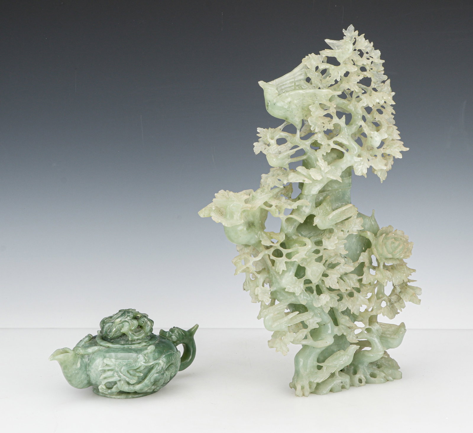 Chinese Carved Jade Teapot and Covered Vase (1 of 7)