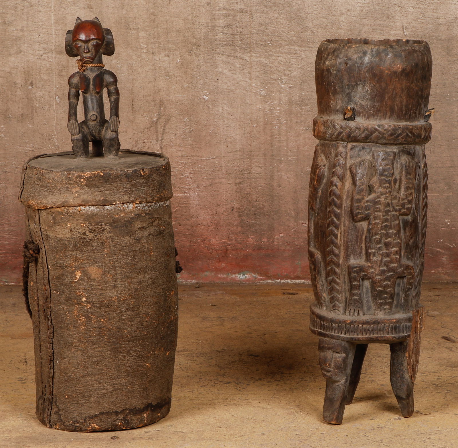 African Yoruba Drum and Covered Vessel (1 of 7)