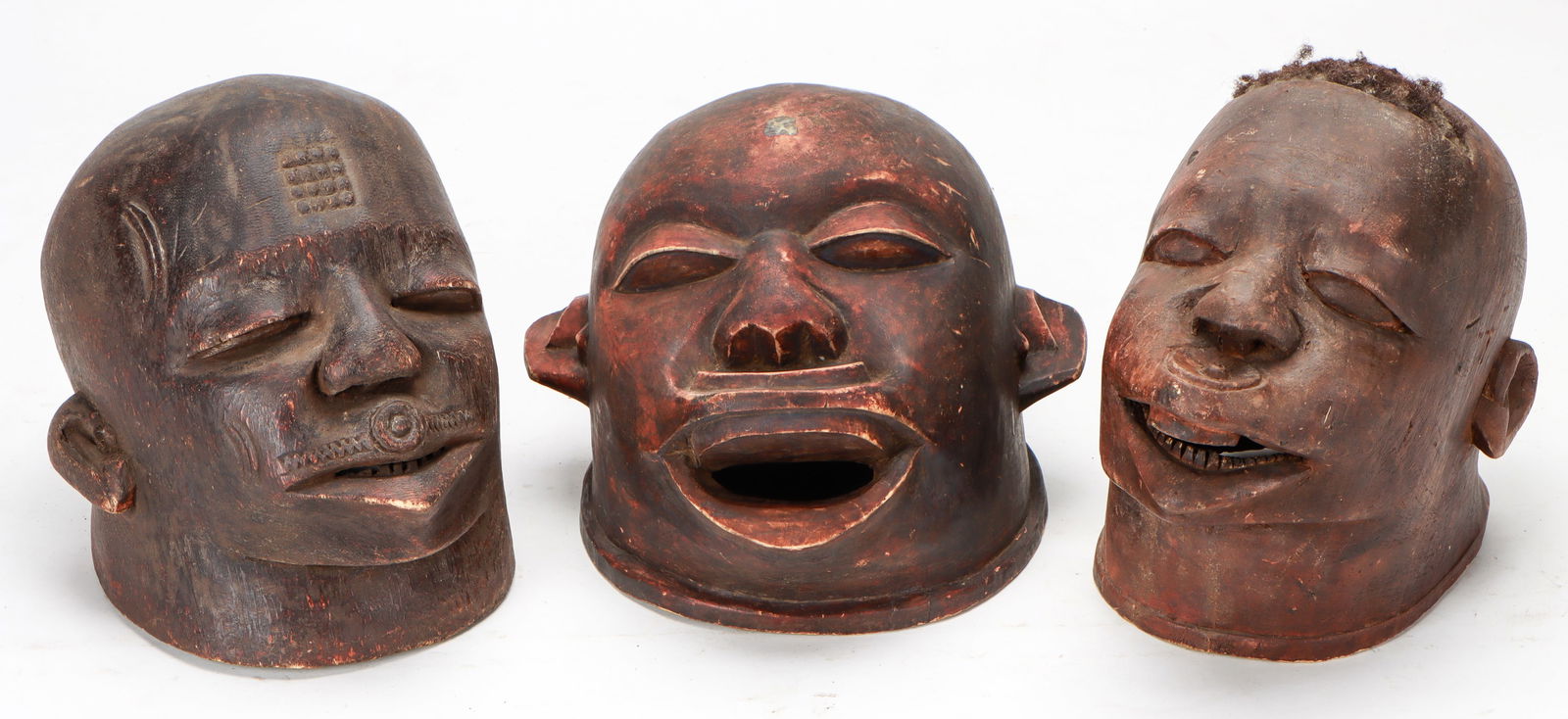 3 African Makonde Lipiko Helmet Masks, Tanzania (1 of 6)