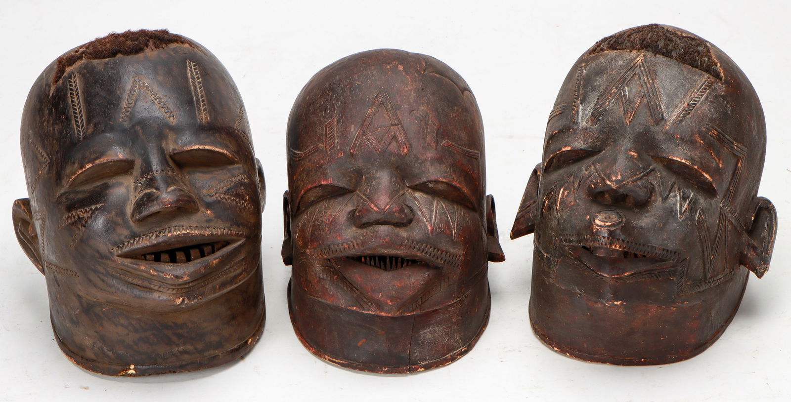 3 African Makonde Helmet Masks, Tanzania (1 of 4)