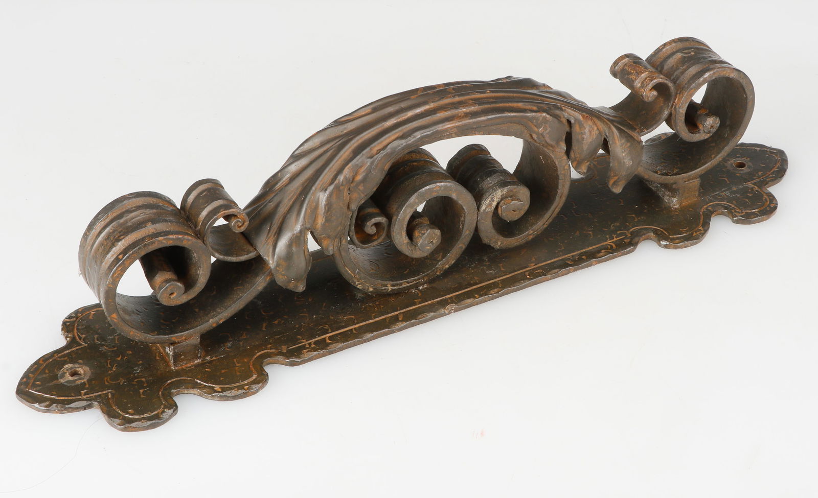 Beautiful Antique Hand Forged Iron Door Handle, 20" (1 of 5)