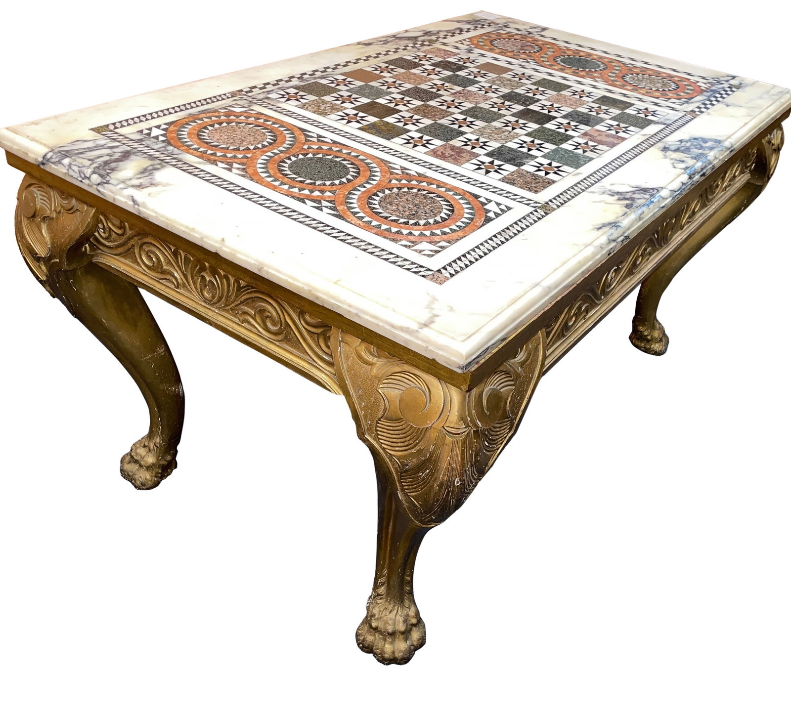 Antique Continental Inlaid Marble Top Conservatory Table, 19th C. (1 of 6)