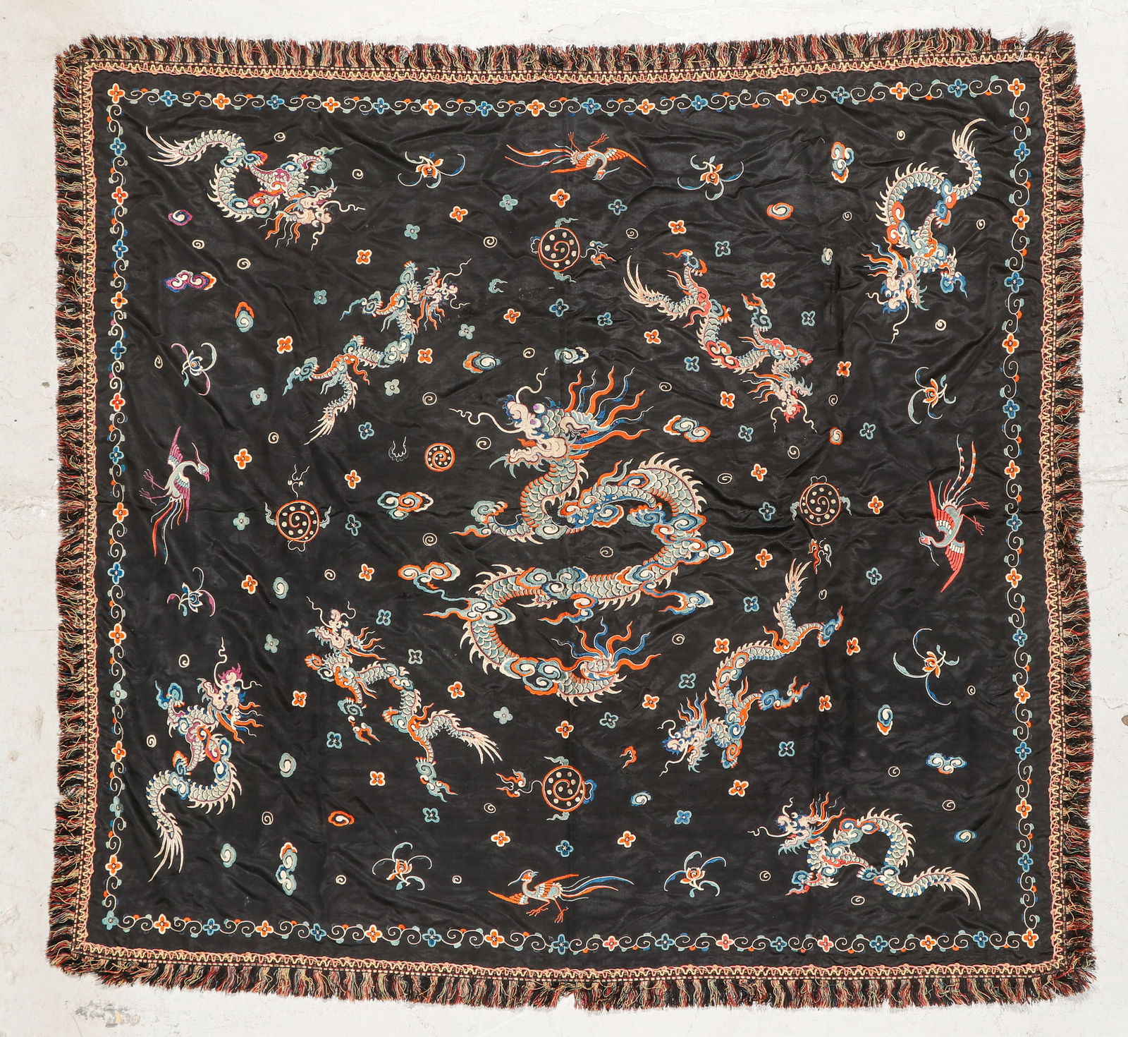 Fine Antique Chinese Silk Embroidered Dragon Panel (1 of 5)