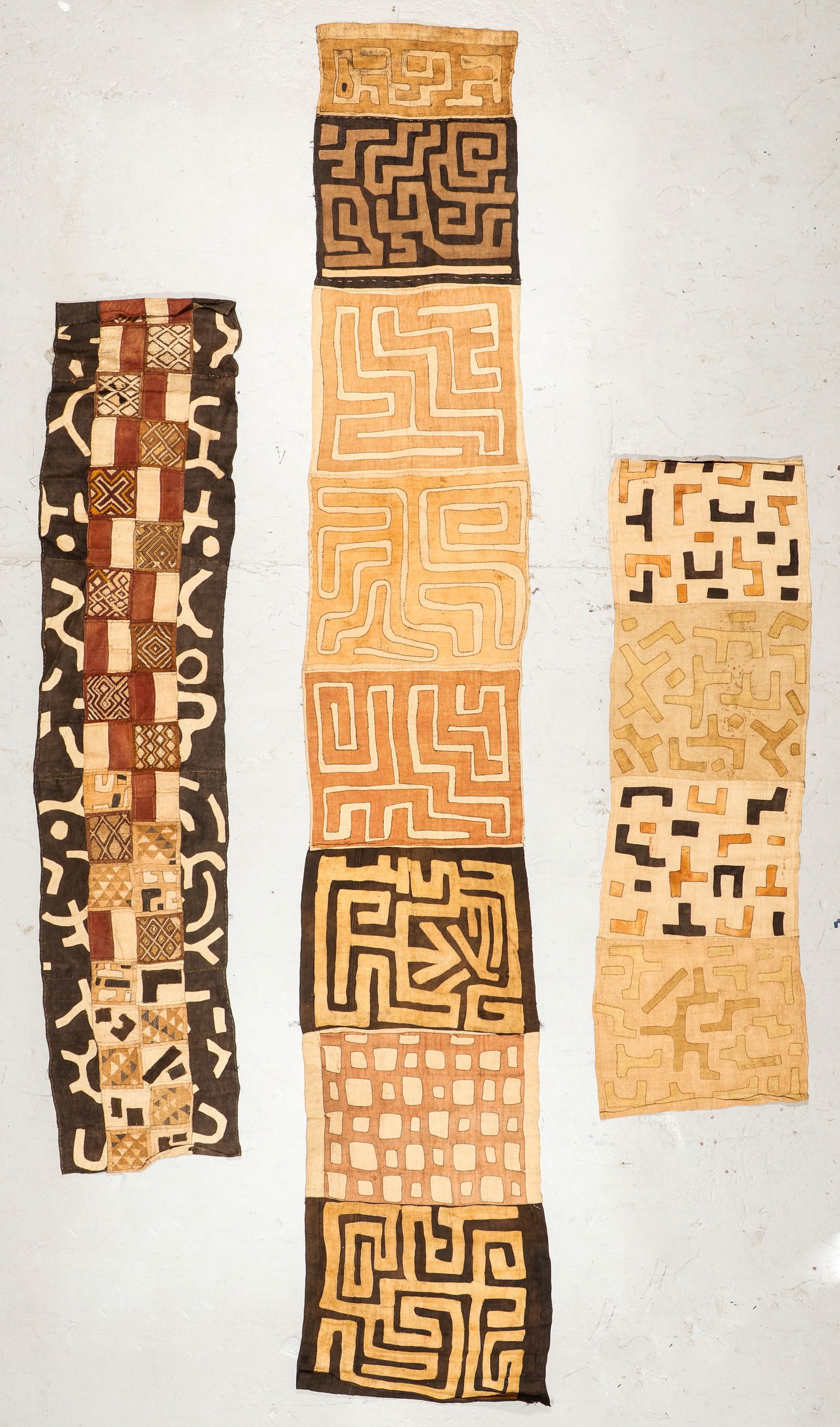 3 African Kuba Cloths, DRC, Mid 20th C. (1 of 5)