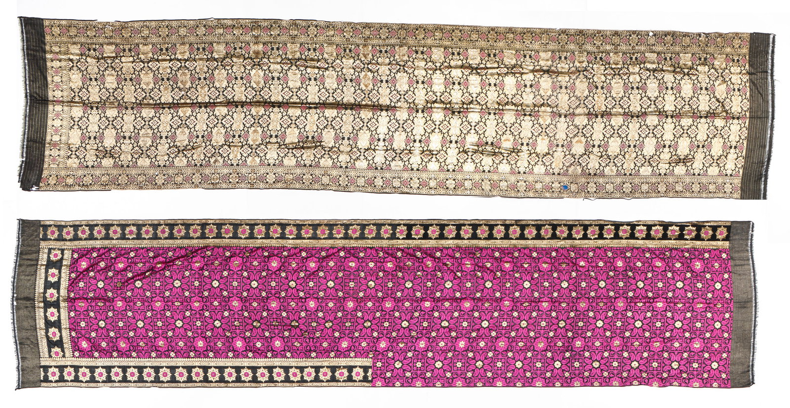 2 Benares Silk Saris, India, Early 20th C. (1 of 8)