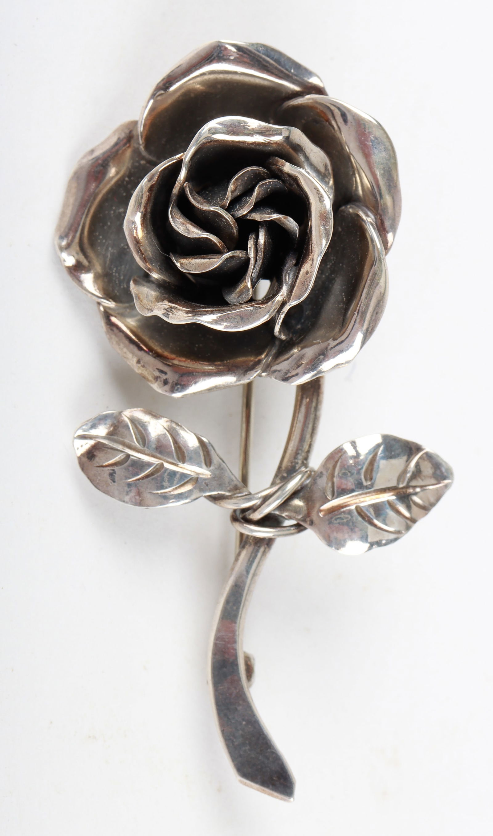 LaPaglia Silver Rose Brooch (1 of 2)