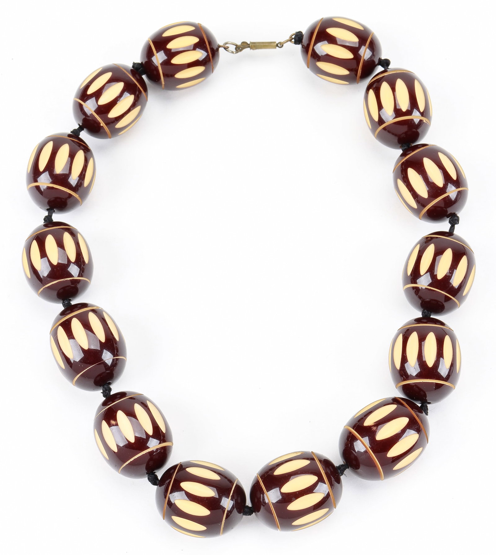 Oversized Carved Wooden Bead Necklace: Oversized Carved Wooden Bead Necklace. Size: Length: 18" 46 cm). Total weight: 145.3 g. Provenance: The Silver Shop of Princeton, NJ (1937-2014) formerly located at 59 Palmer Square West.