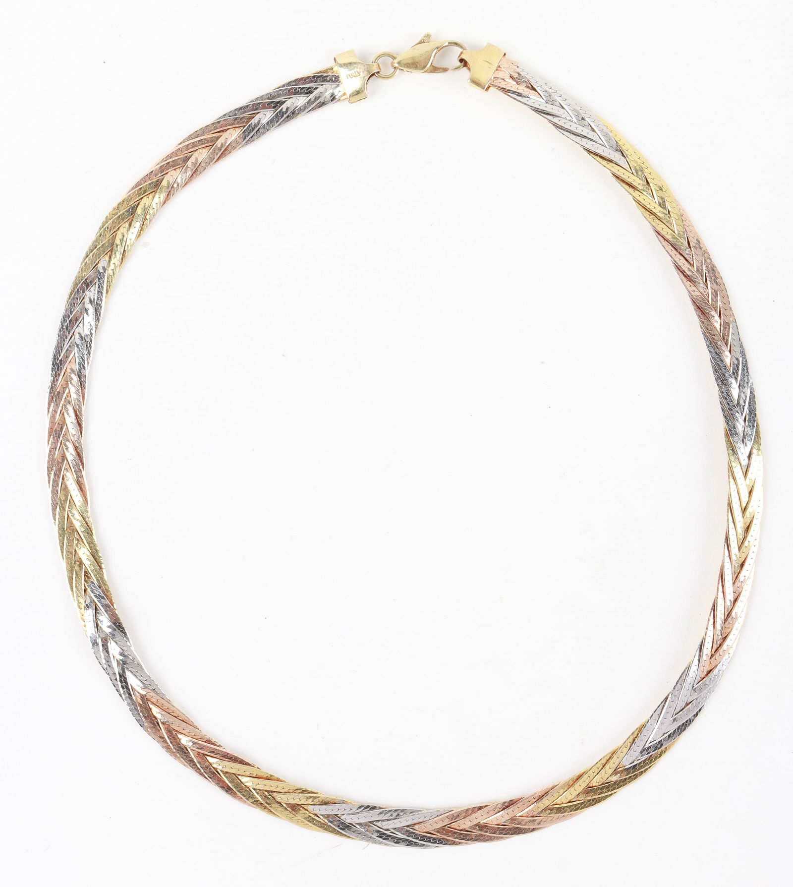 Gold Vermeil Sterling Silver Braided Herringbone Necklace (1 of 5)