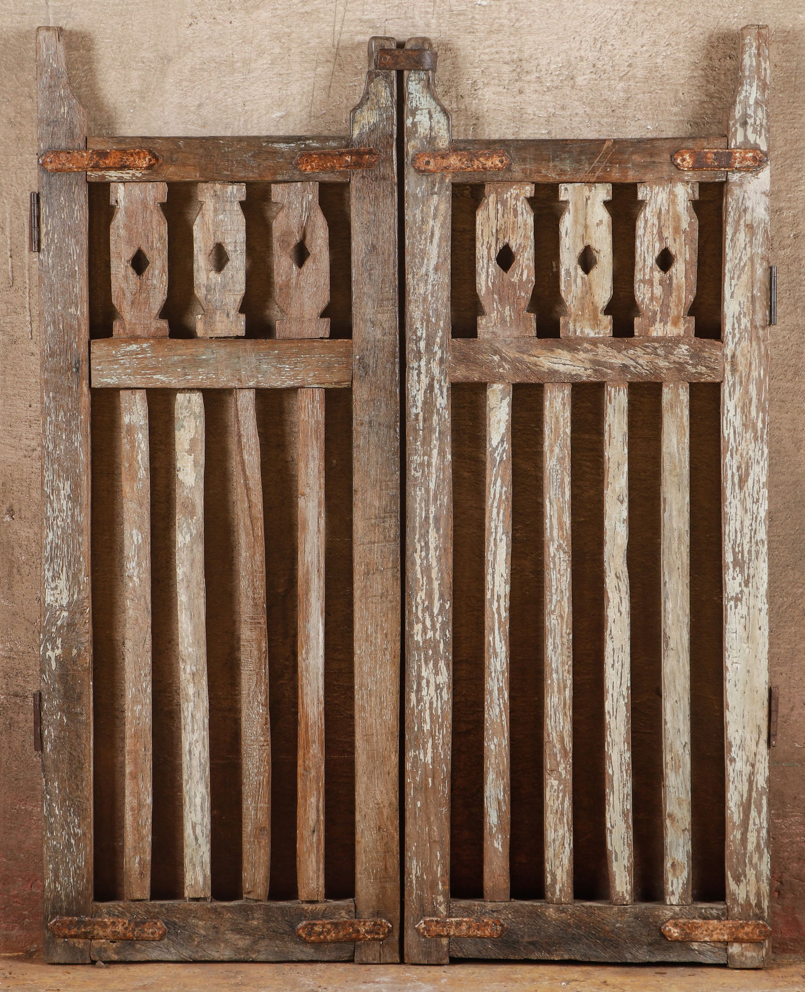 Antique Indian Painted Teak Wood Gate (1 of 3)