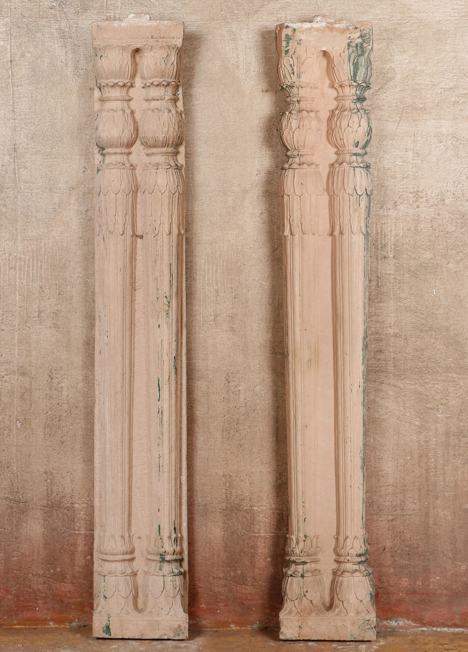 2 Antique Indian Carved Stone Engaged Double Columns, 18th/19th C. (1 of 7)