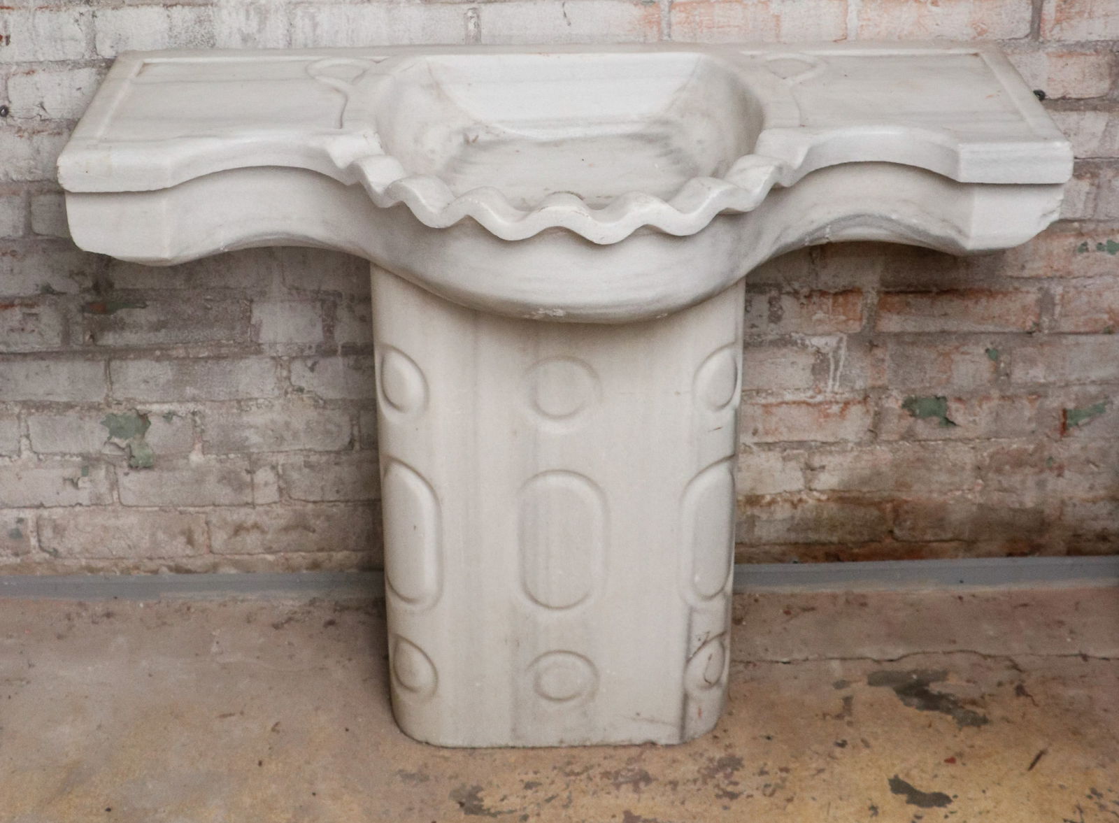 Large Aegean White Marble Pedestal Sink, Turkey (1 of 5)