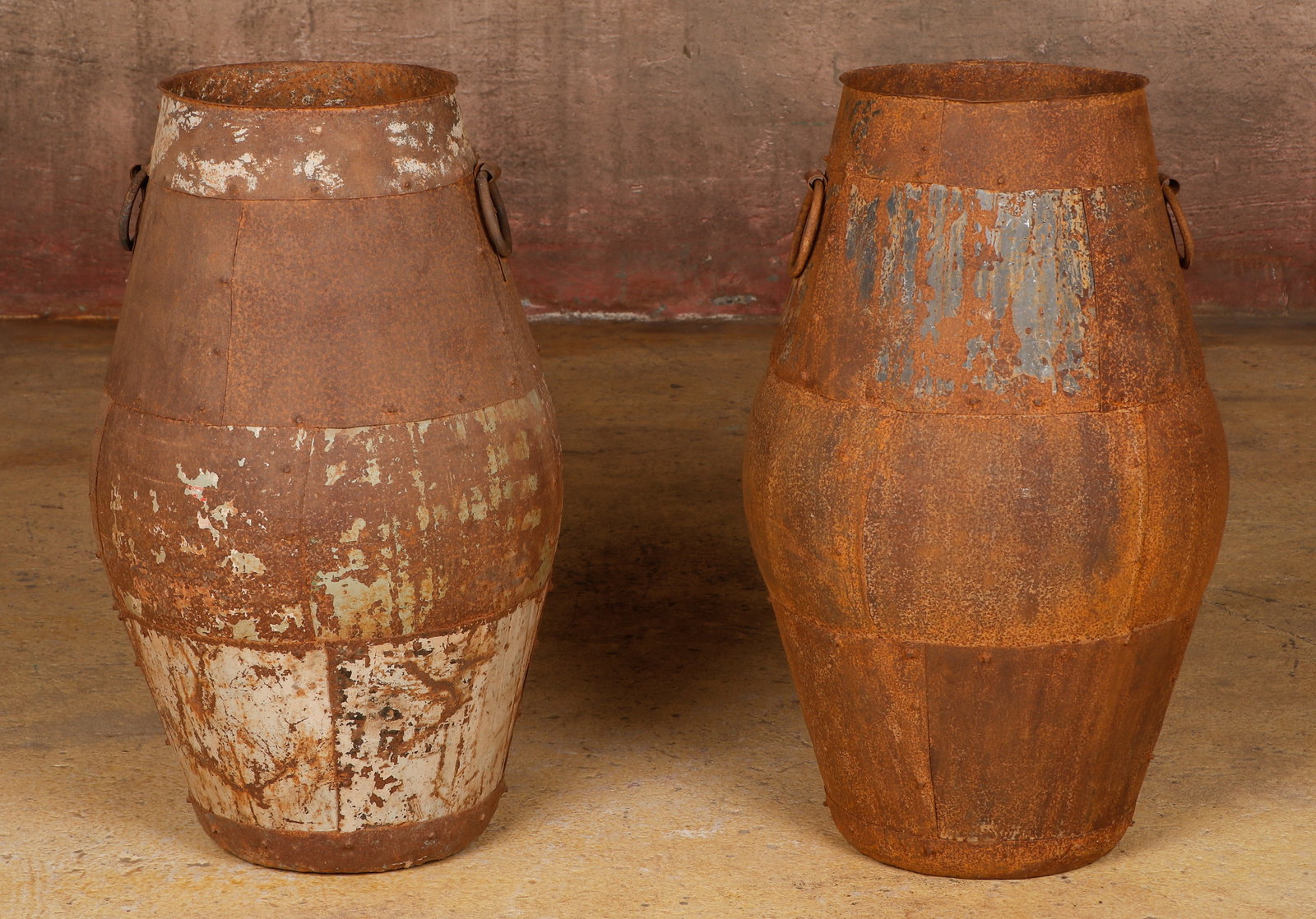 2 Vintage Indian Tall Metal Pots / Planters (1 of 6)