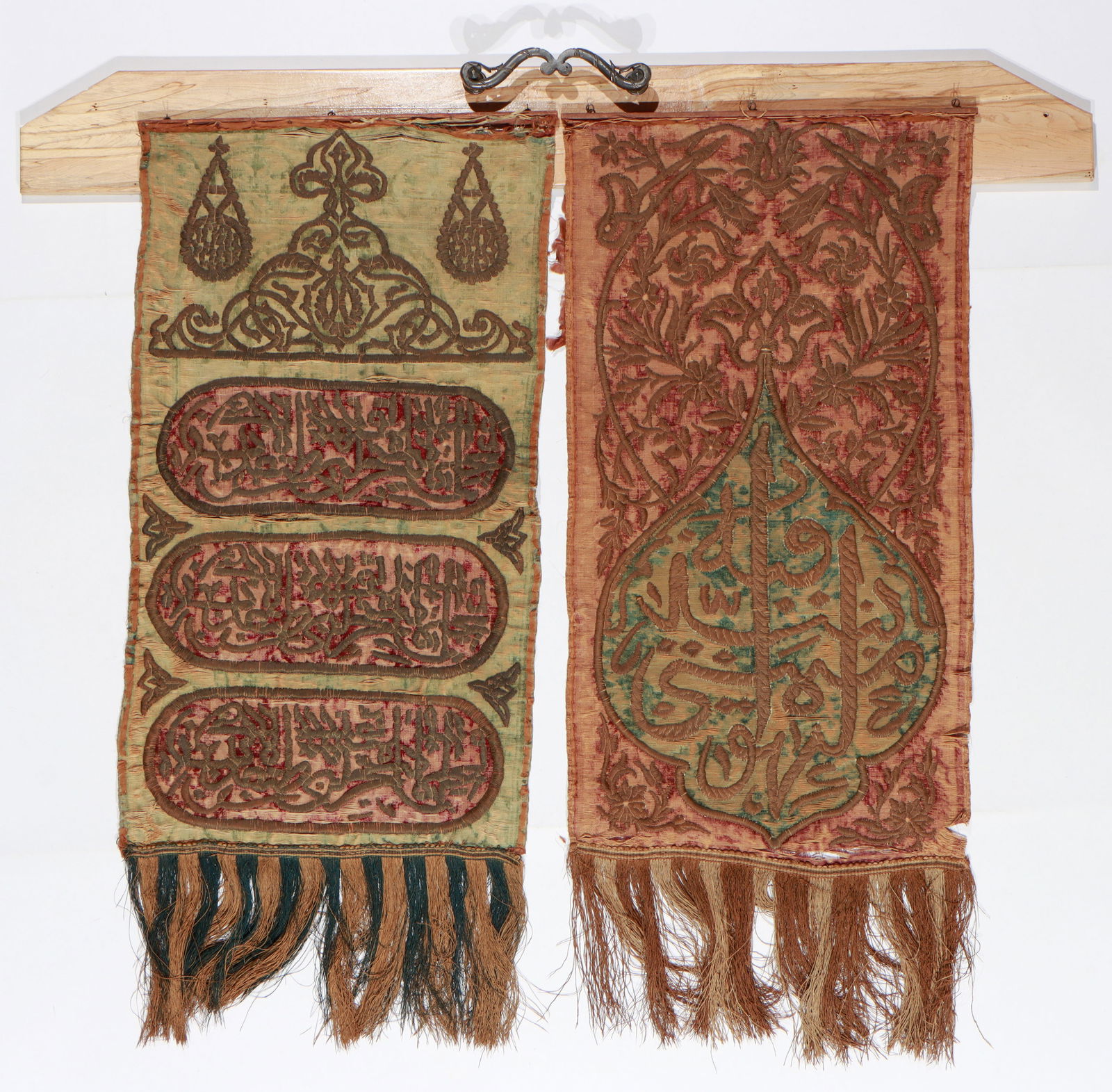 2 Antique Islamic Calligraphy Embroidered Wall Hangings, Possibly Ottoman (1 of 4)