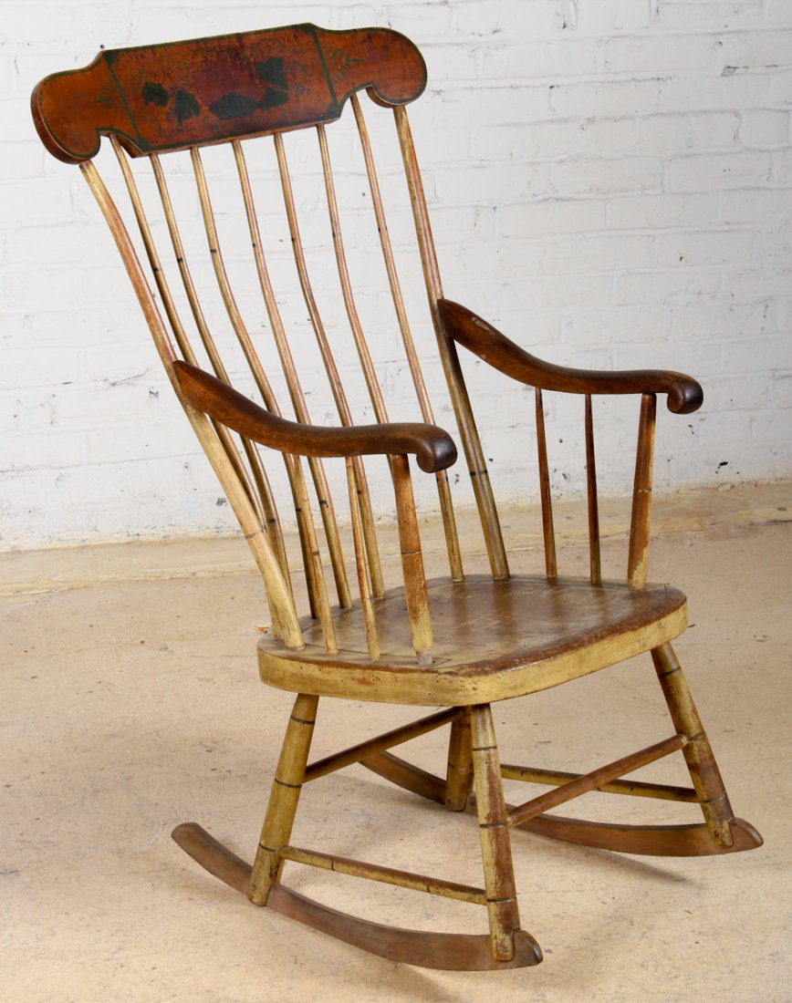 19th Century American Painted Rocker: 19th Century American Painted Rocker. Dimensions: 42.5 x 20.5 x 28.5 inches.