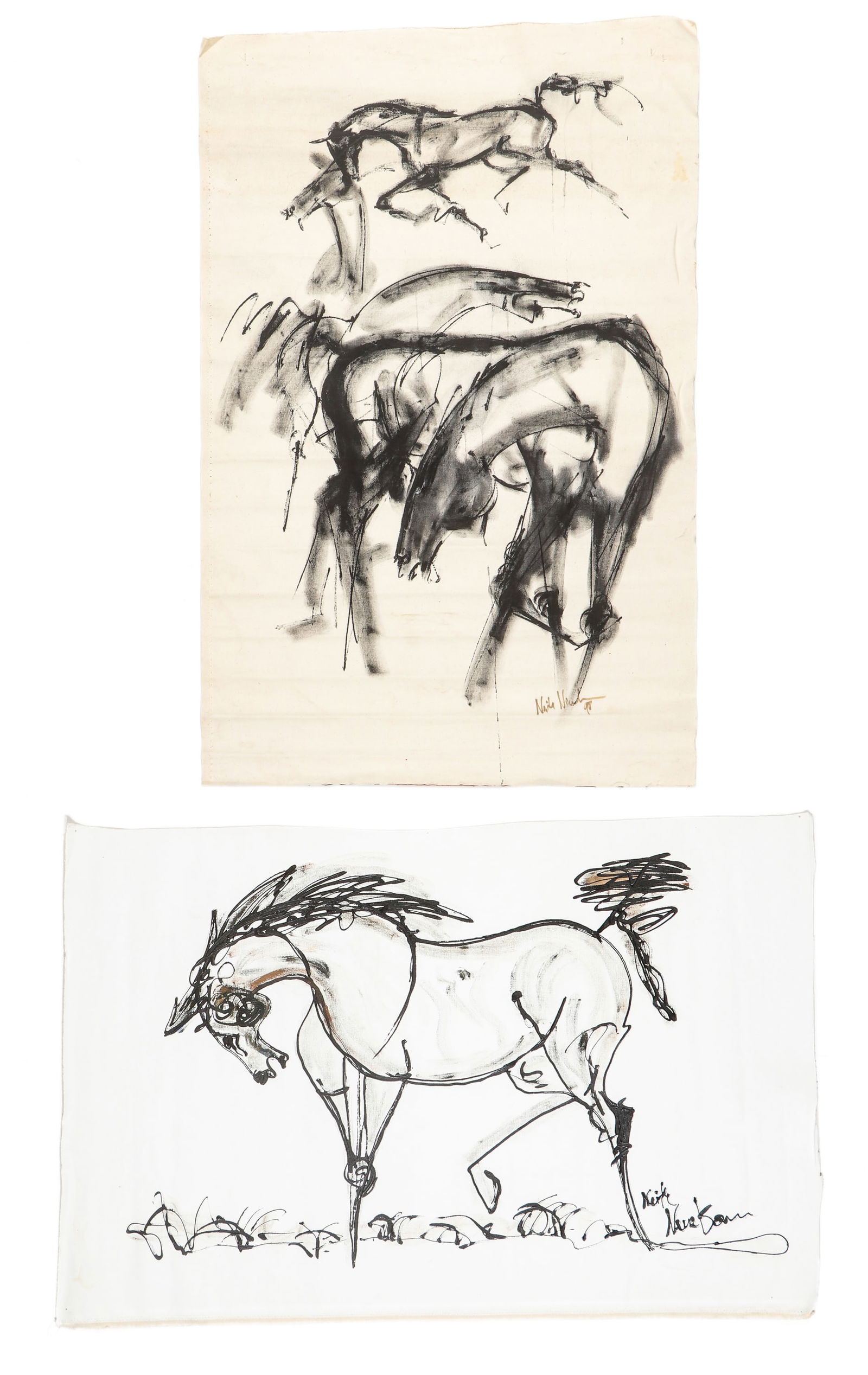 Neith Nevelson (b. 1946) 2 Paintings: Horses (1 of 4)