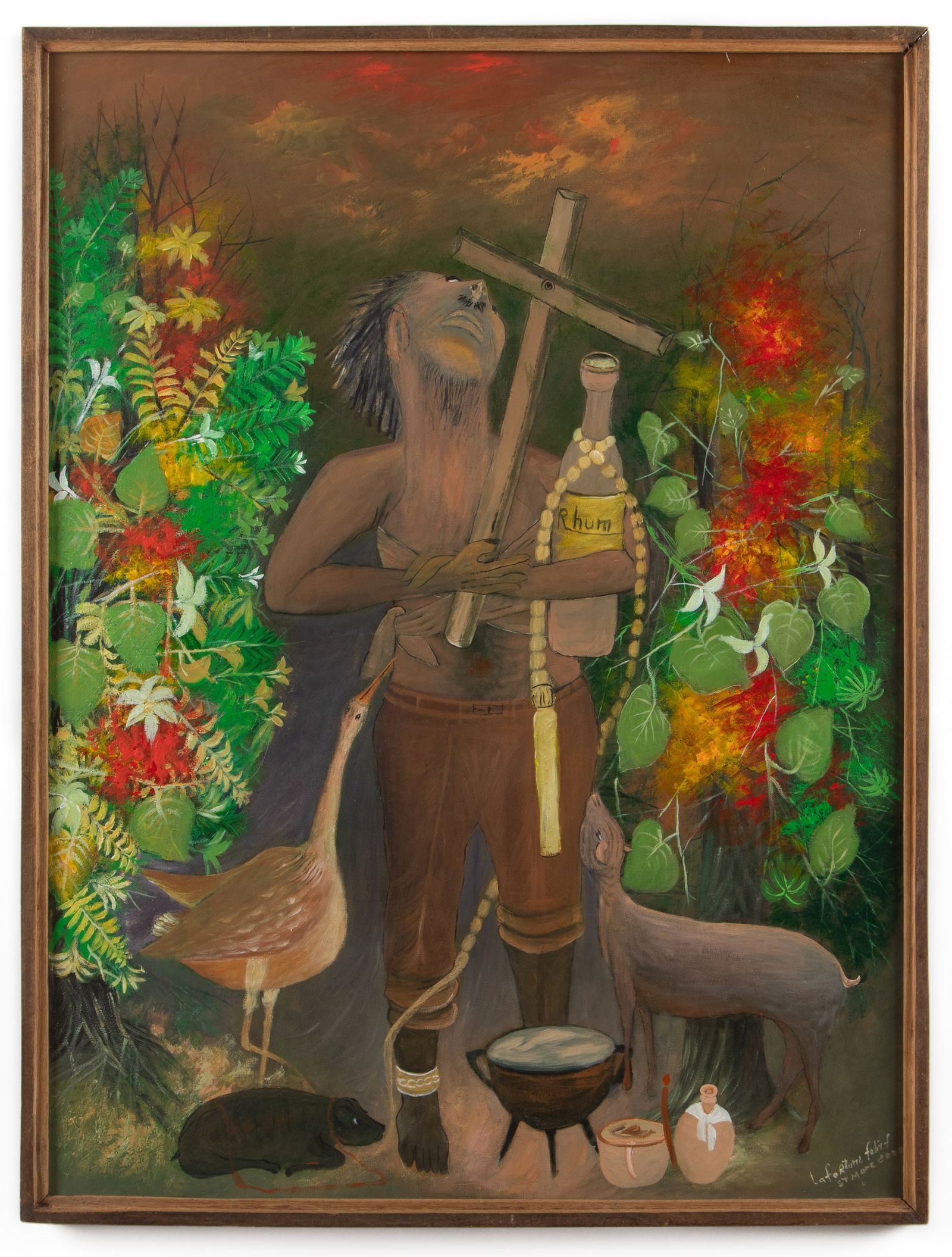 Felix LaFortune (Haitian, 1933-2016) "A Man and His Offerings" (1 of 3)