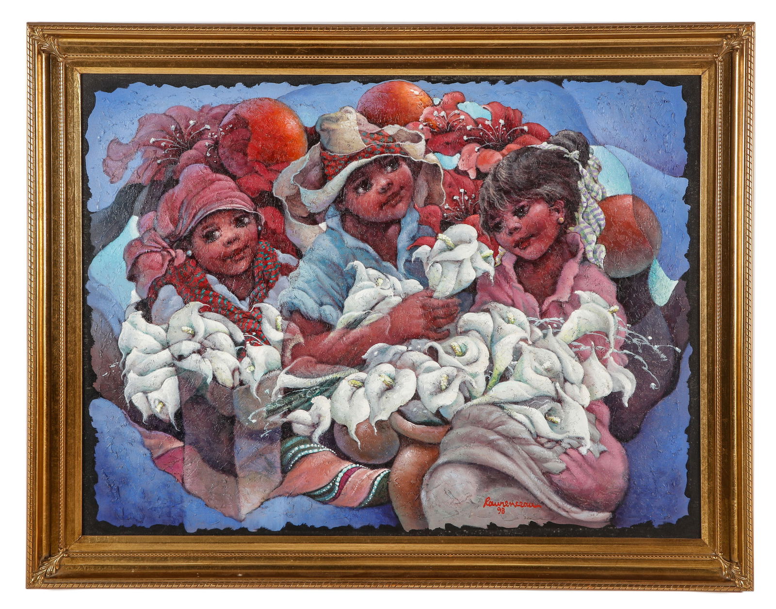 Lyonel Laurenceau (b. 1942) "Flower Sellers" (1 of 3)