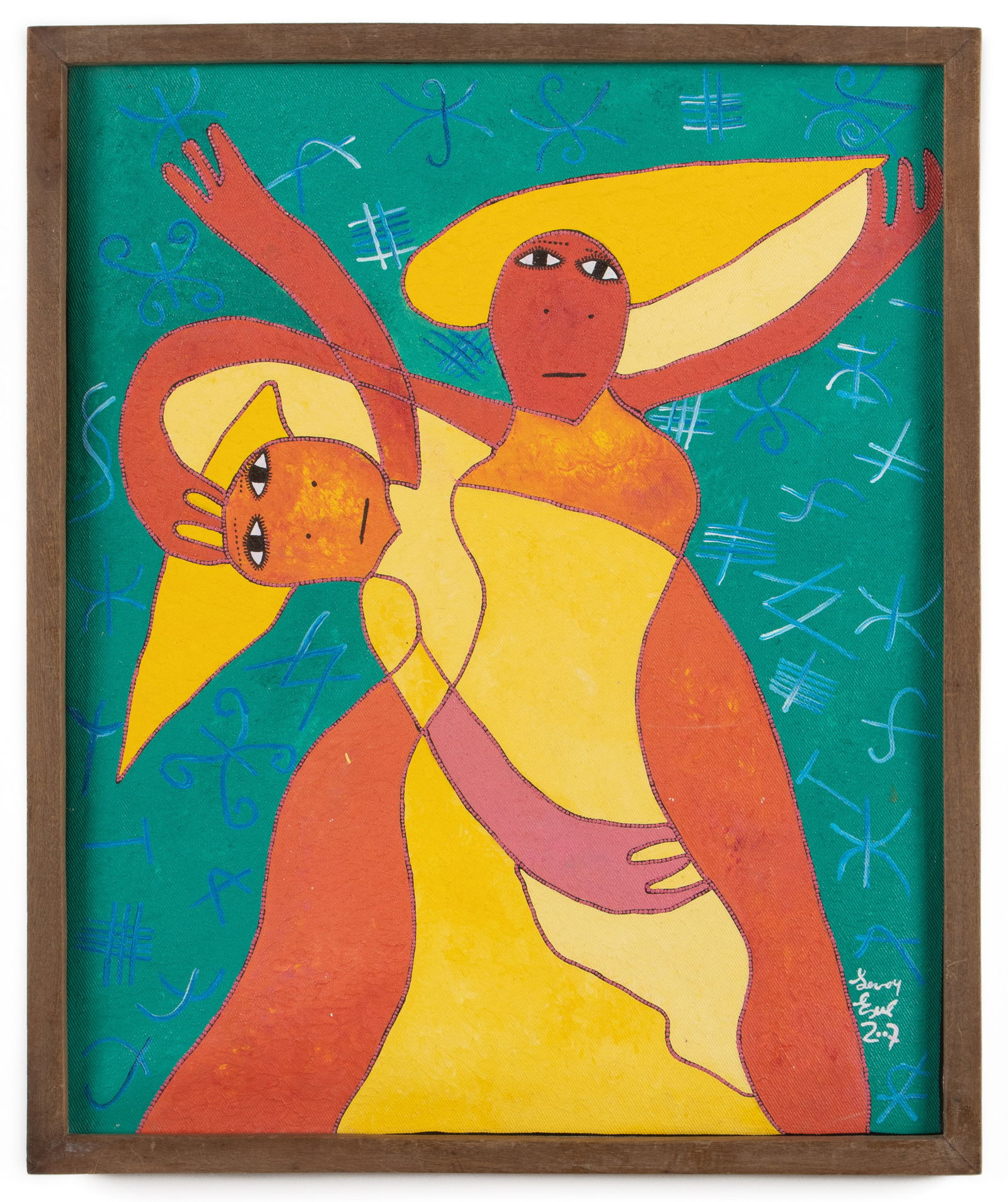Levoy Exil (Haitian, b. 1944) "Figures with Yellow Hair" (1 of 3)