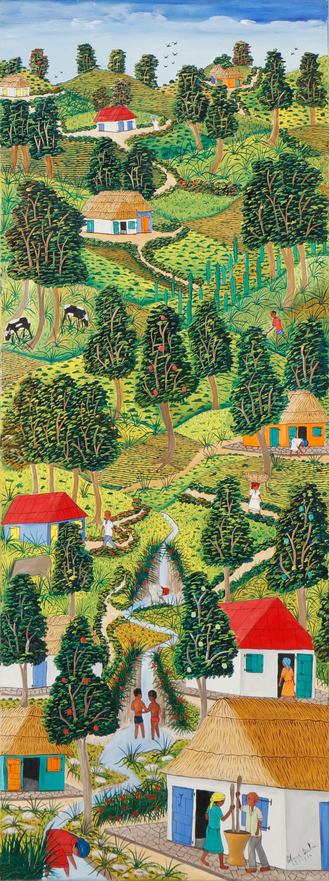 Jean Abner Dubic (b. 1944) "Rural Village Scene" (1 of 4)