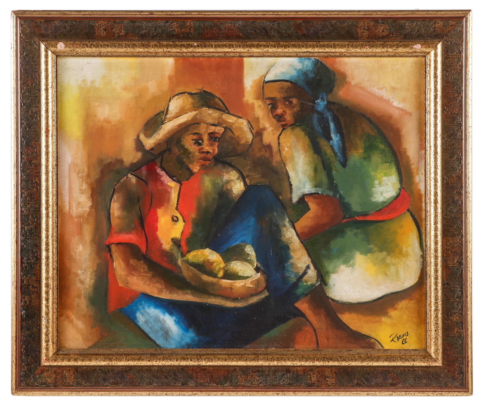 Raphael Denis (Haitian, 1934-2012) "Two Merchants" (1 of 3)