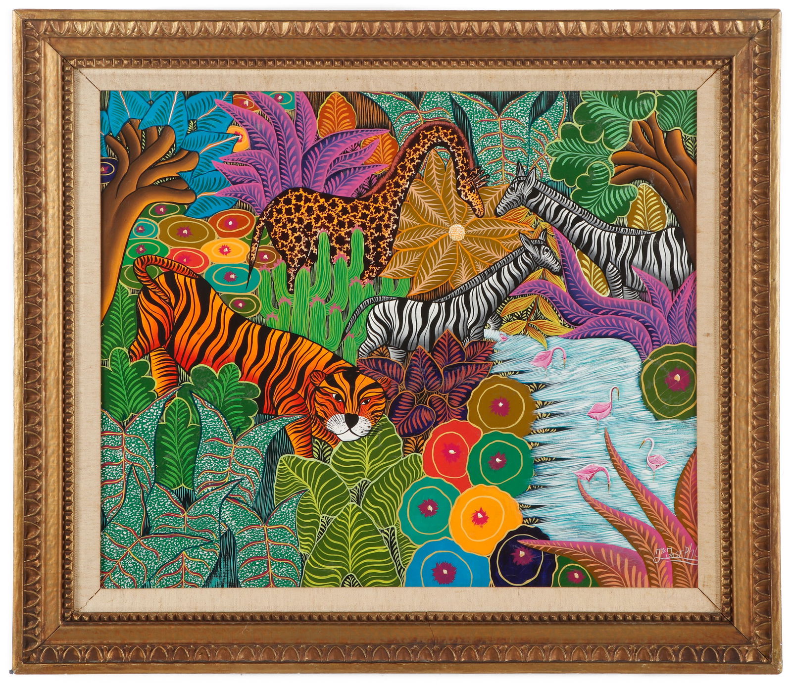 Jn. Joseph (Haitian, 20th c.) "Jungle Landscape" (1 of 3)