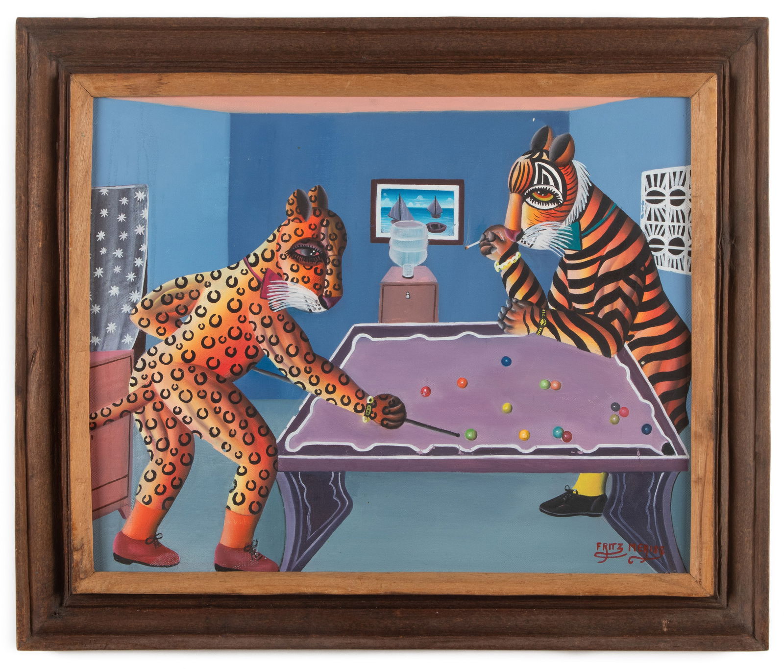 Fritz Merise (Haitian, b. 1946) "A Game of Pool" (1 of 3)
