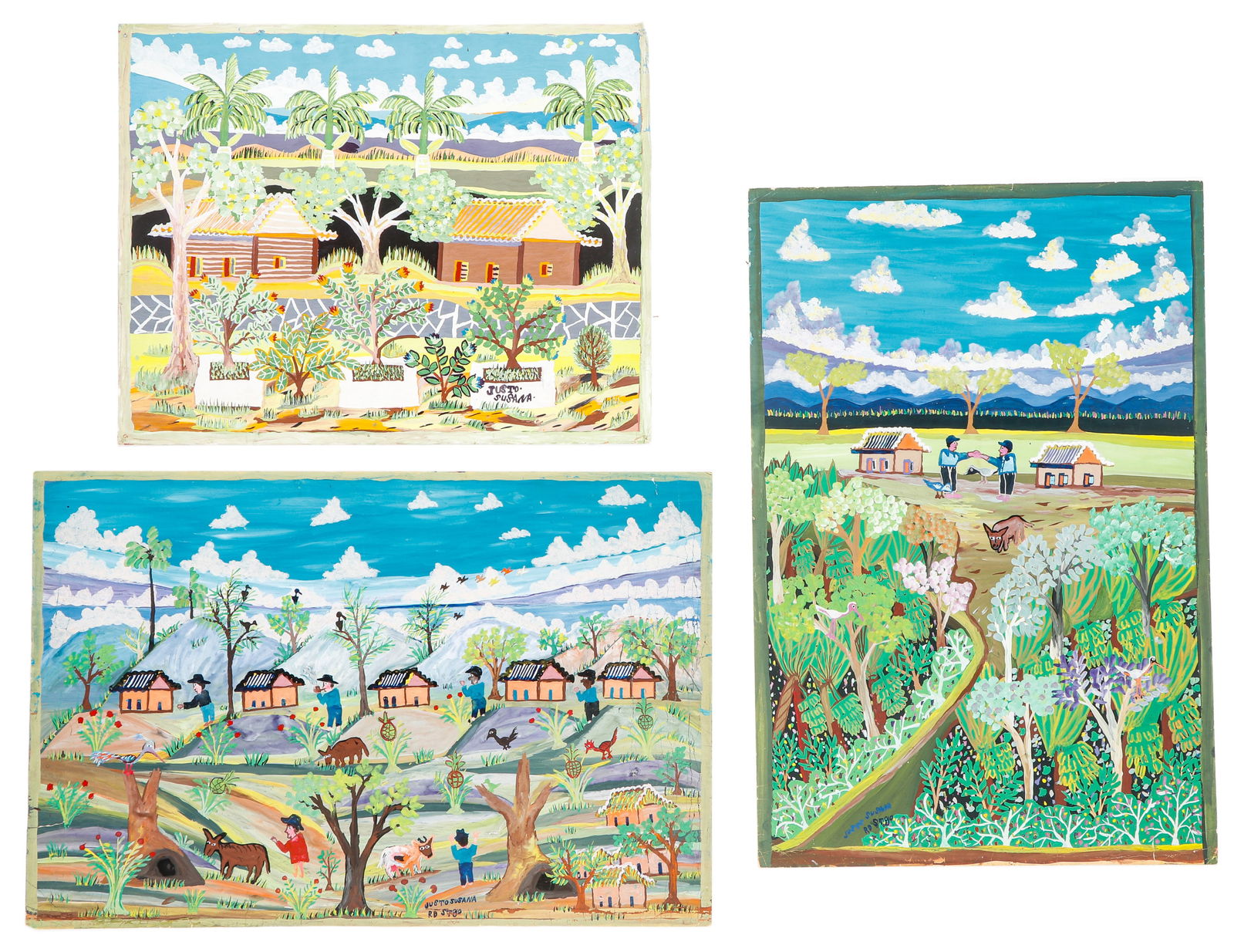 Justo Susana (Dominican, 1918-2001) 3 Paintings (1 of 6)