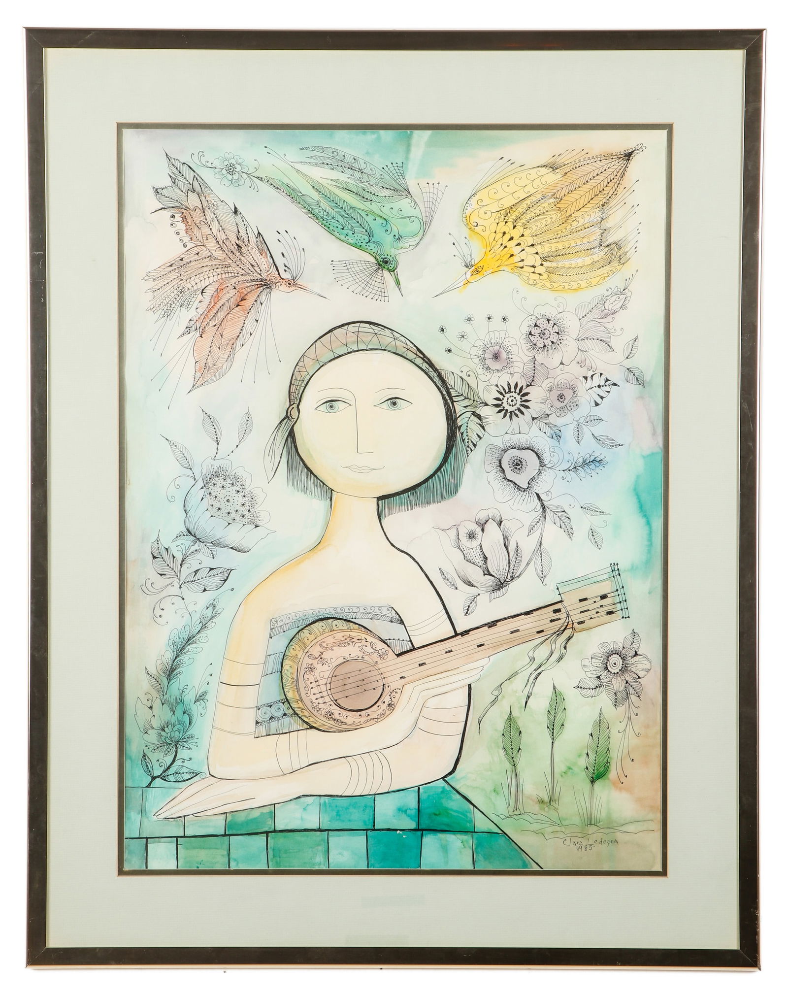 Clara Ledesma Terrazas (1924-1999) "Girl with Lute" (1 of 3)