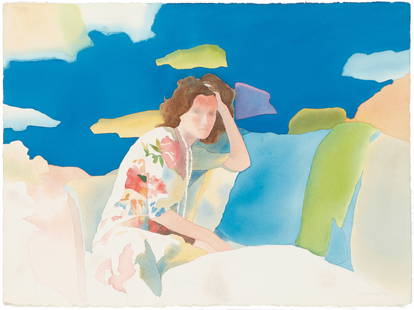 Elizabeth Osborne (b. 1936) Painting: Elizabeth Osborne (American/Philadelphia, b. 1936) Untitled (Portrait of a Lady), watercolor painting on paper, signed. Unframed. Size: 22.75'' x 30.25'', 58 x 77 cm (sheet); 30'' x 36'', 76 x 91 cm (