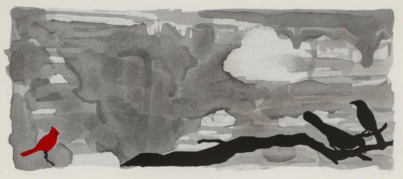 Robert Moskowitz (b. 1935-2024) "The Red and the Black": Robert Moskowitz (American, b. 1935-2024) "The Red and the Black", signed, dated and numbered, from the edition of 75 published by Crown Point Press, San Francisco (with their blindstamp). Framed. Siz