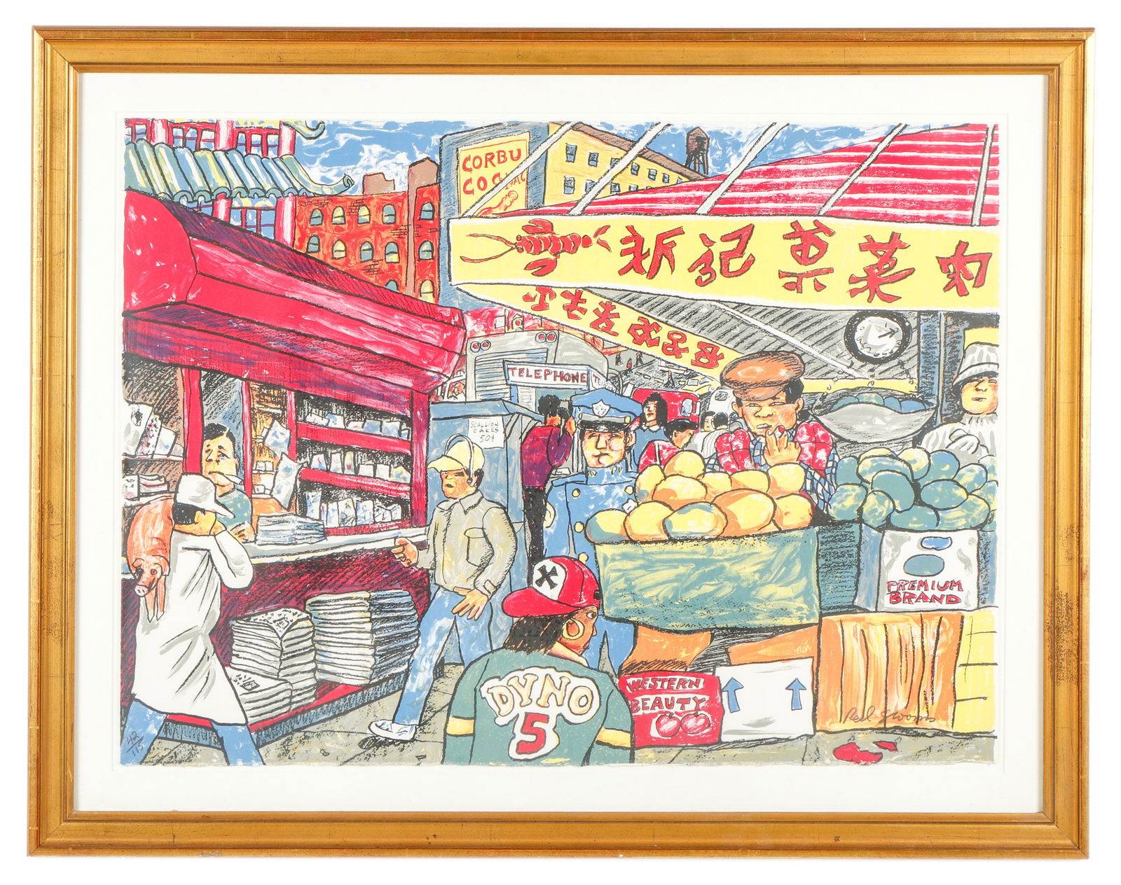 Red Grooms (American, b. 1937) "Corner of Canal" (1 of 3)