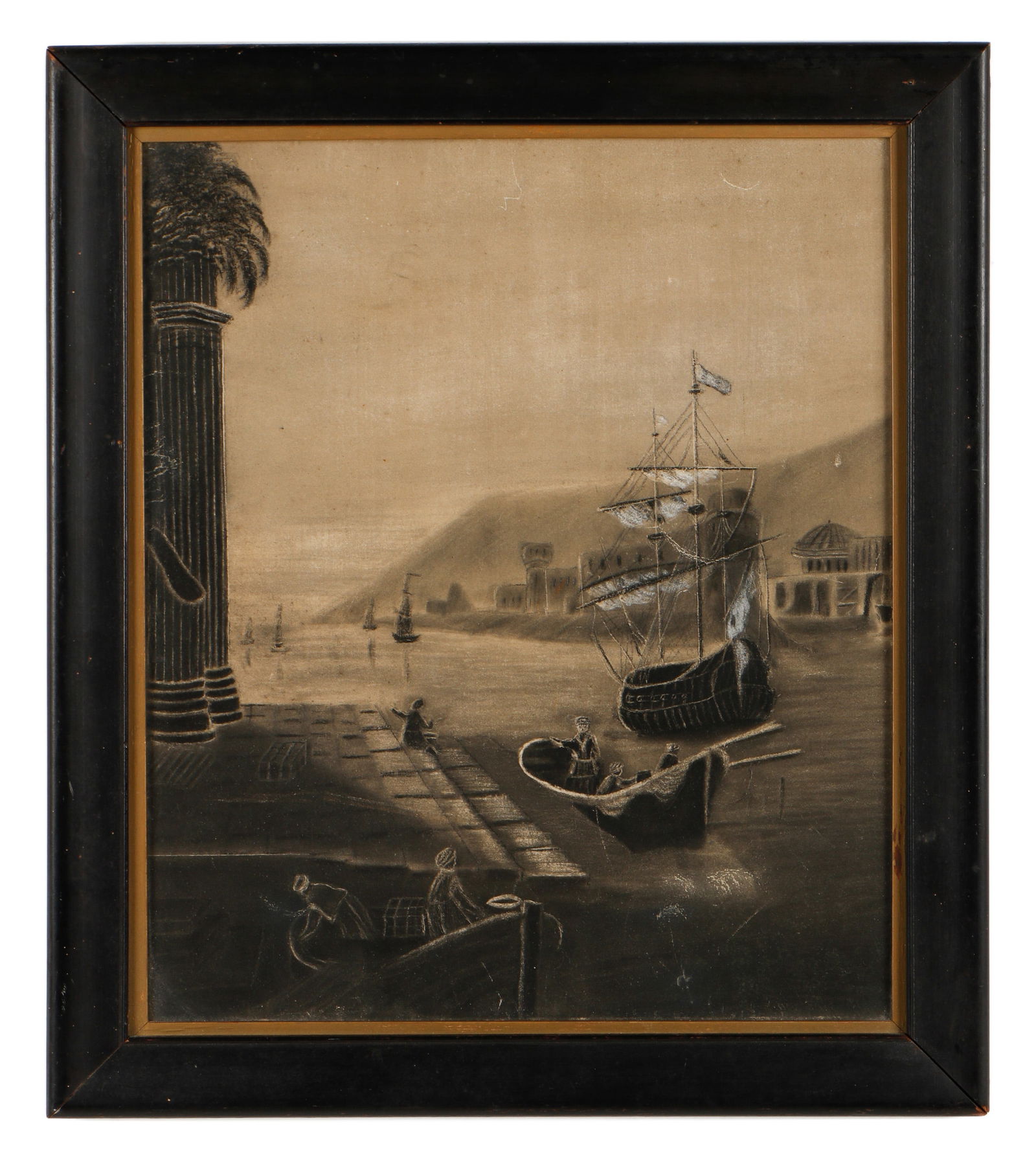 Unknown Artist (American, 19th c.) Antique Sandpaper Painting (1 of 2)