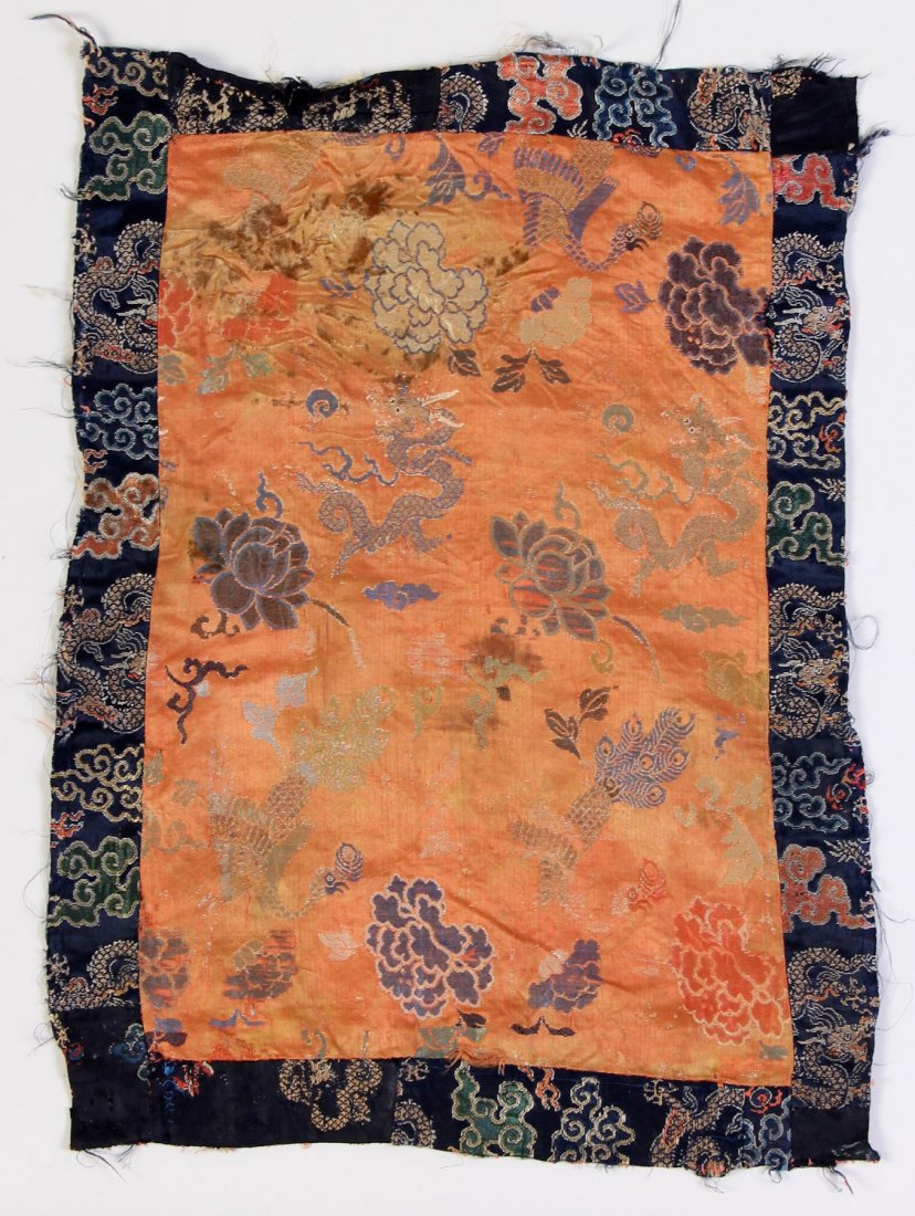 Tibetan Pieced Altar Cover: Tibetan Pieced Altar Cover - Chinese silk brocade w/ dragon, phoenix, peony, and lotus flowers - 17th/18th c. Provenance: Bill Liske. Size: 19-3/4 x 13-3/4 inches (50.16 x 34.92 cm).